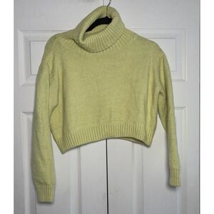Subdued Cropped Turtleneck Sweater Womens Size M Apple Green Knit Made in Italy